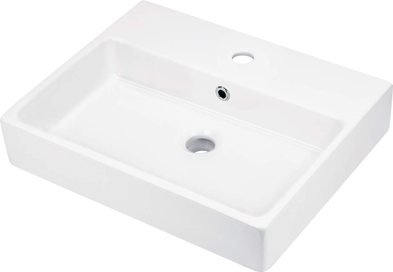 Umywalka ceramiczna nablatowa/ścienna z miejscem na baterię - 50x40 cm