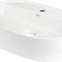 Umywalka granitowa nablatowa z wyspą na baterię – owalna