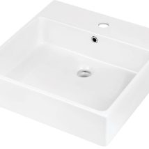 Umywalka ceramiczna Deante TEMISTO CDT_6U5S nablatowa/ścienna z miejscem na baterię – 50×50 cm biała