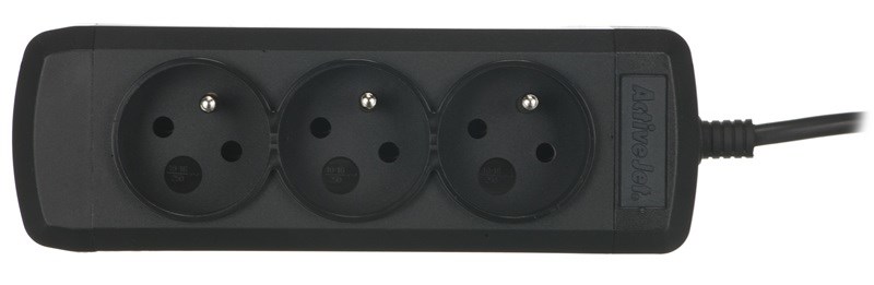 Przedłużacz Activejet (3 x UTE; 10 A; 1,5m; kolor czarny) - obrazek 4