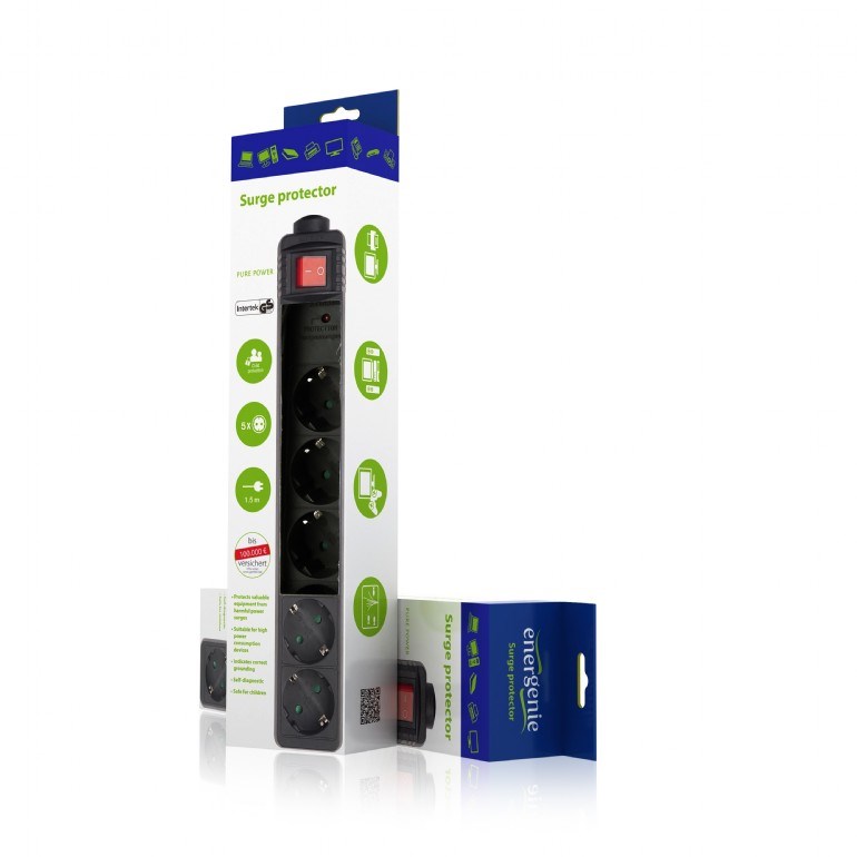 Listwa zasilająca ENERGENIE SPG5-C-10 (5 x VDE; 3m; kolor czarny) - obrazek 3