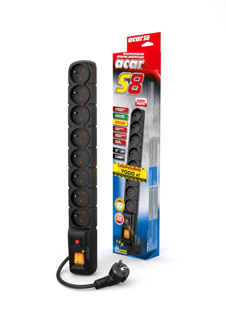 Listwa zasilająca Acar S8 (5m ; czarny) - obrazek 3
