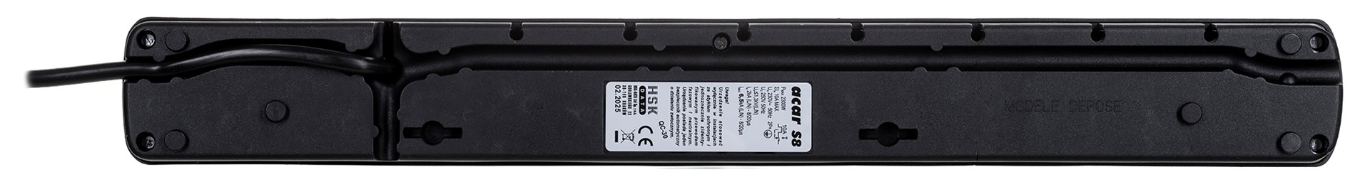 Listwa przeciwprzepięciowa HSK DATA ALP-ACARS8---0N (8 x UTE; 10 A; 1,5m; kolor czarny) - obrazek 4