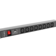 LANBERG LISTWA ZASILAJĄCA RACK 19″ PDU PDU-08I-0200-C20-BK (1U, 16A, 8X IEC C13, 2M, WTYK C20)