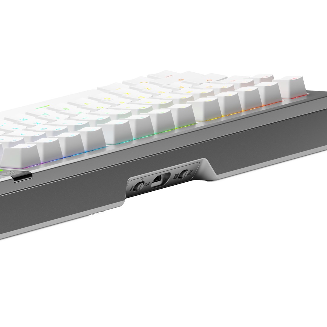 Glorious Gaming GMMK 3 PRO 75% Prebuilt klawiatura USB + RF Wireless + Bluetooth QWERTY US English Srebrny - obrazek 4
