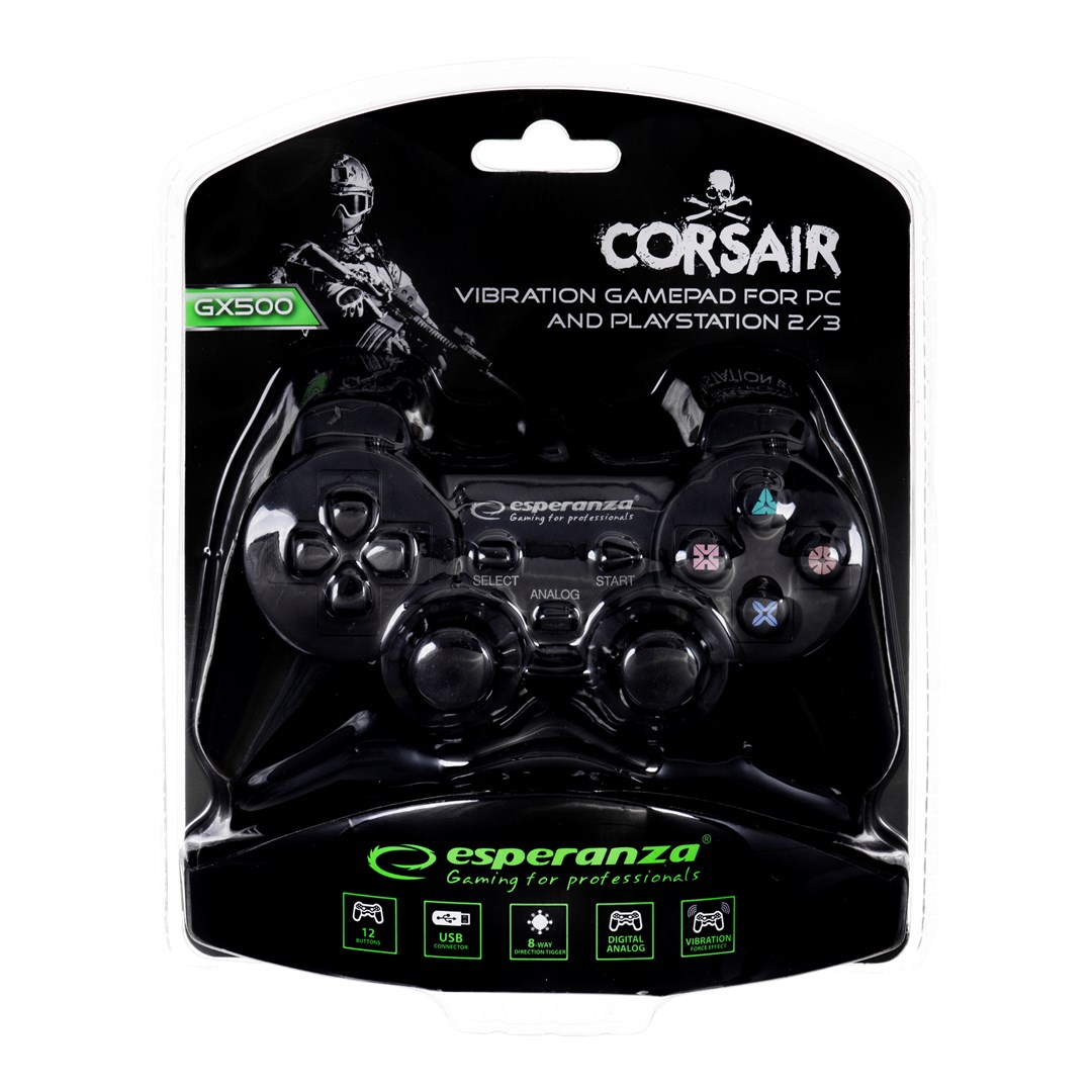 Gamepad Esperanza EG106 (PC, PS2, PS3; kolor czarny) - obrazek 3