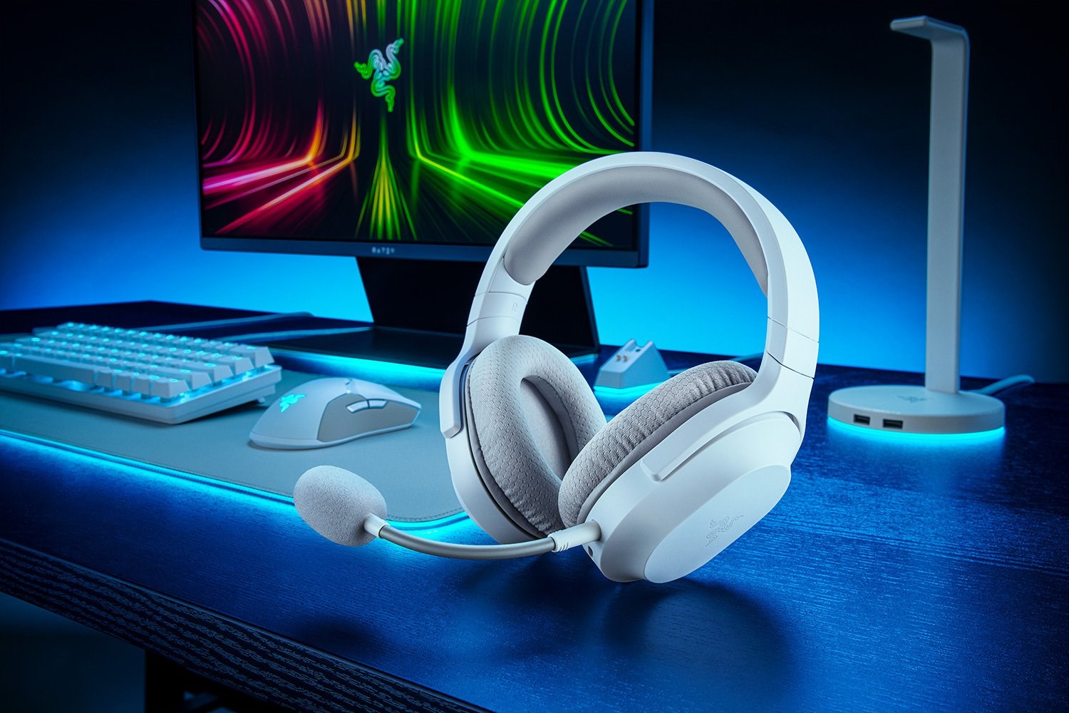 Razer Barracuda X Zestaw słuchawkowy Przewodowy i Bezprzewodowy Opaska na głowę Gaming USB Type-C Bluetooth Biały - obrazek 3