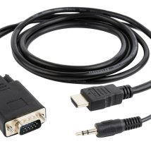 Adapter GEMBIRD A-HDMI-VGA-03-10 (HDMI M – D-Sub (VGA), Jack stereo 3,5 mm M; 3m; kolor czarny)