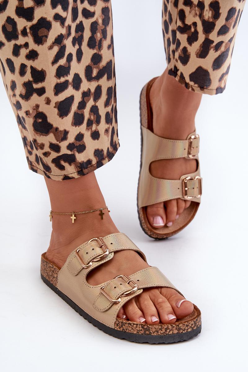 Sandał Klapki Model Fronila 24DZ21-7220 Gold - Step in style - obrazek 3