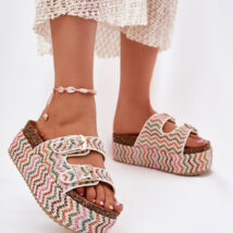 Sandał Klapki Model Eradriana SS-166 Multicolor White – Step in style