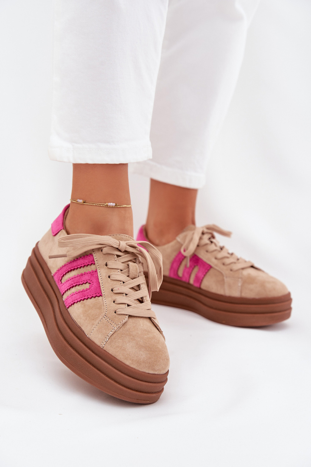 Buty Sportowe Model Eldira GD-LX1075F Beige/Pink - Step in style
