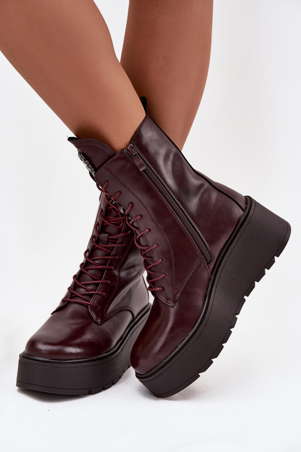 Botki Model Ulrika SFY2478-19 Bordo - Step in style - obrazek 3