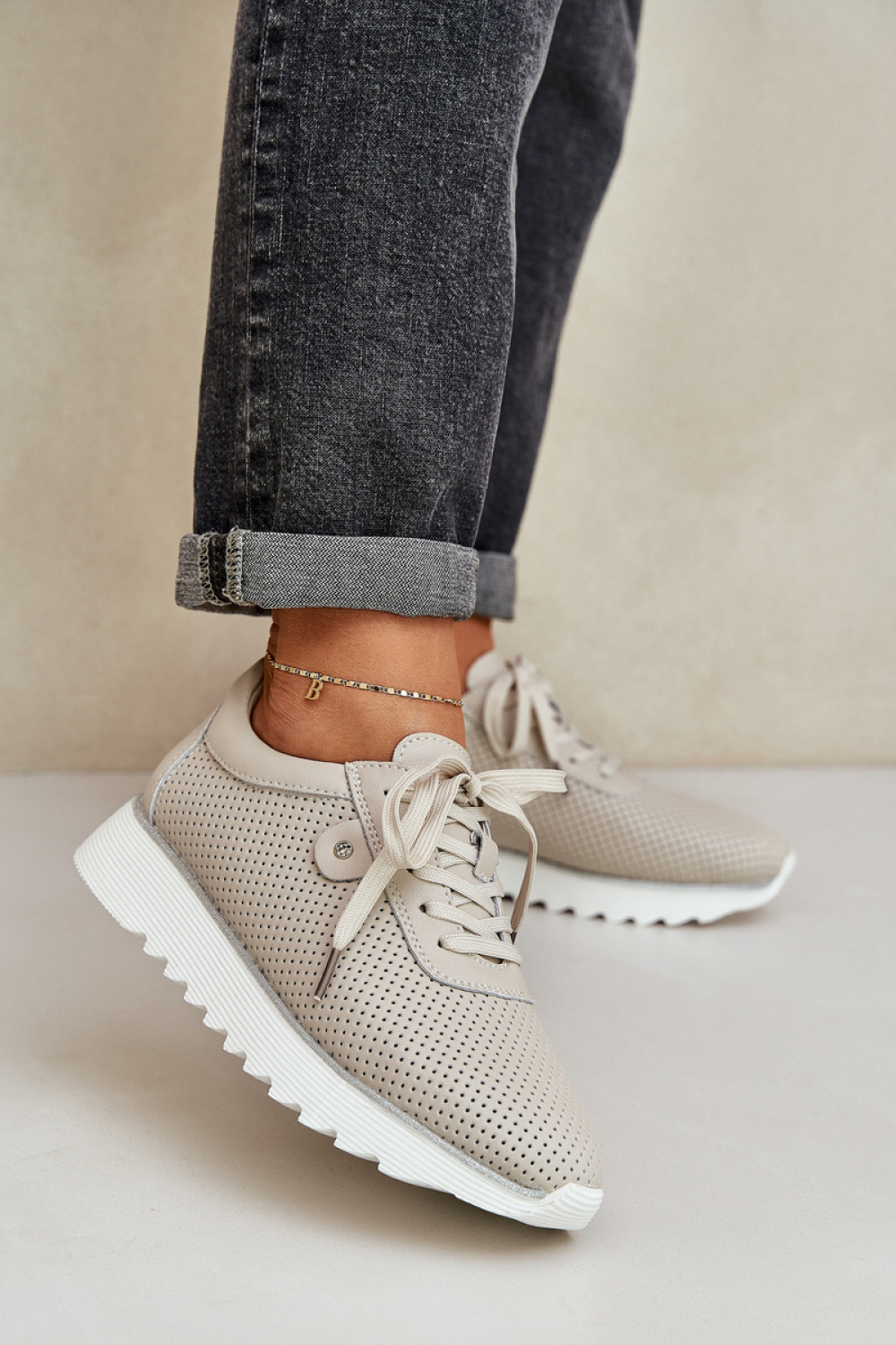 Buty Sportowe Model DA LR51-629 Beige - Step in style - obrazek 3