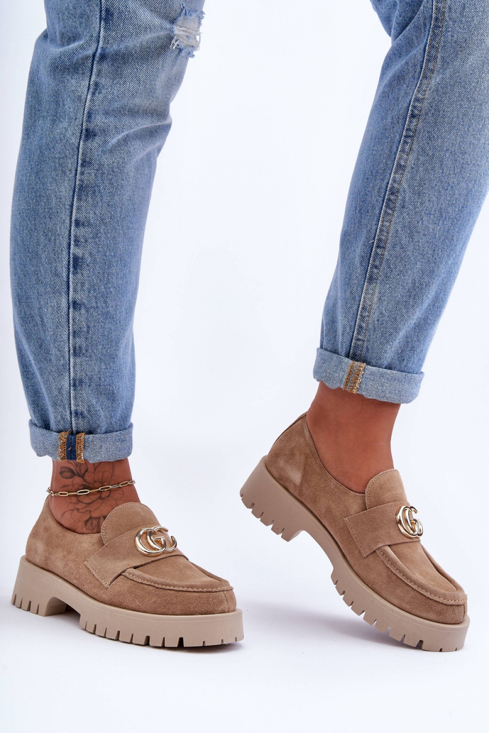 Półbuty Model Rosefalls 20153 Beige Zamsz - Step in style - obrazek 2