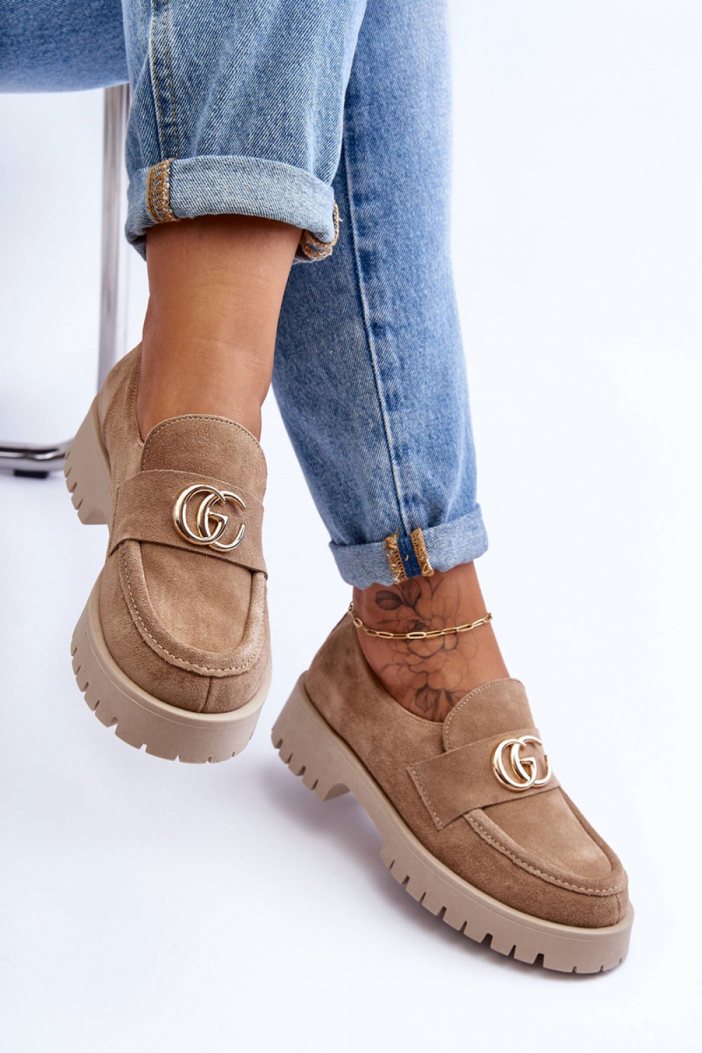 Półbuty Model Rosefalls 20153 Beige Zamsz - Step in style - obrazek 3