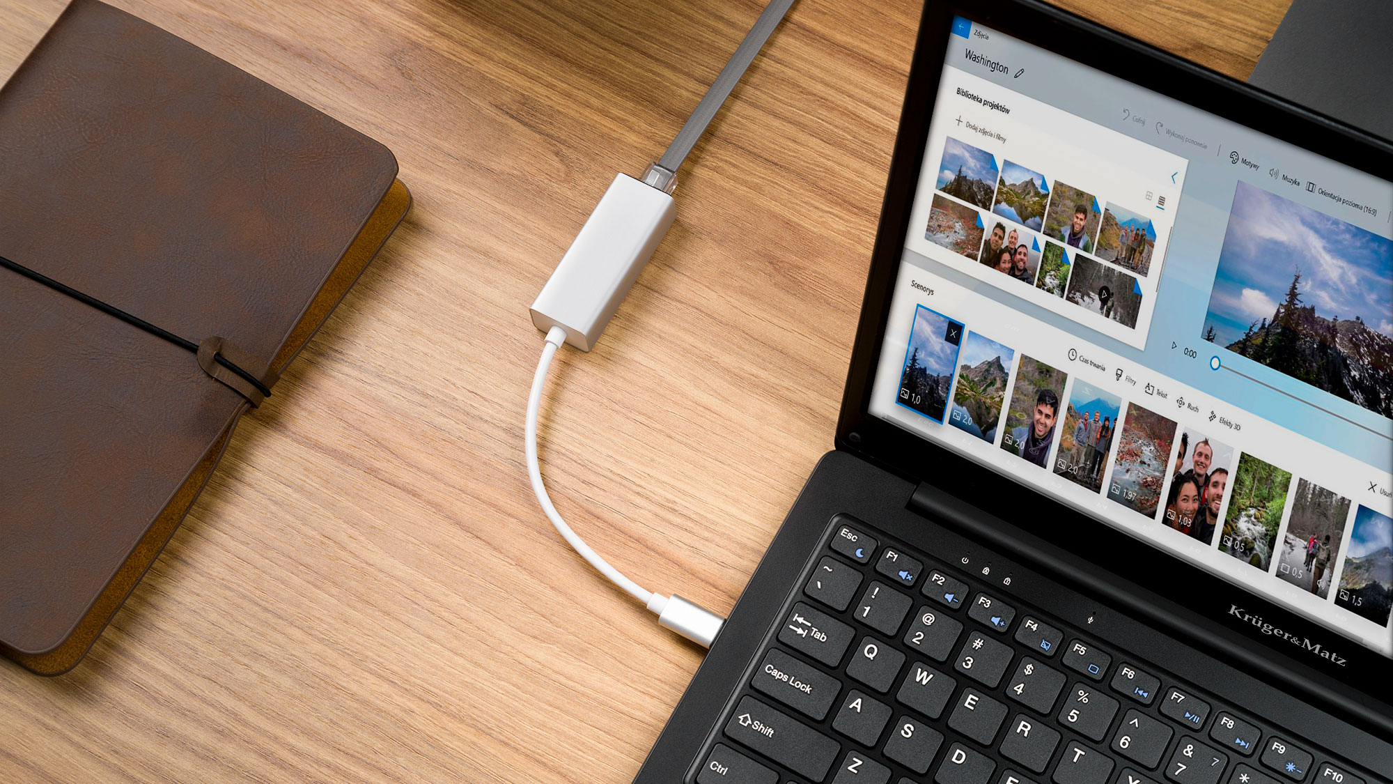 Adapter karta sieciowa USB typu C - RJ45 LAN gigabit 10/100/1000 Mb Kruger&Matz - obrazek 2