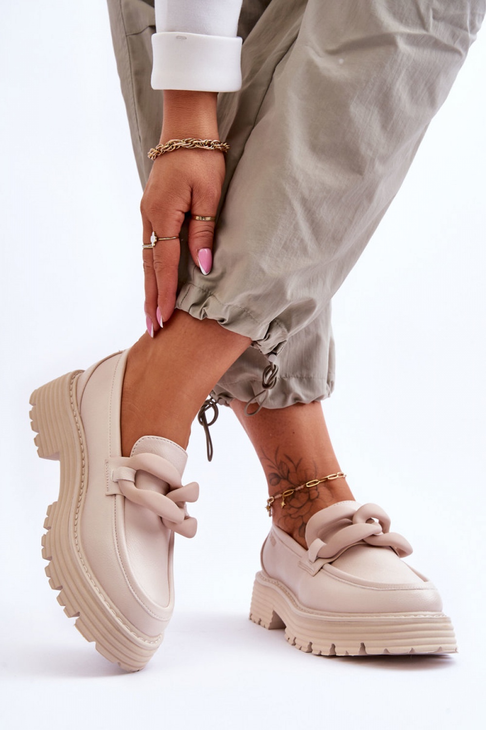 Mokasyny Model Big Star LL274581 Beige - Step in style - obrazek 3