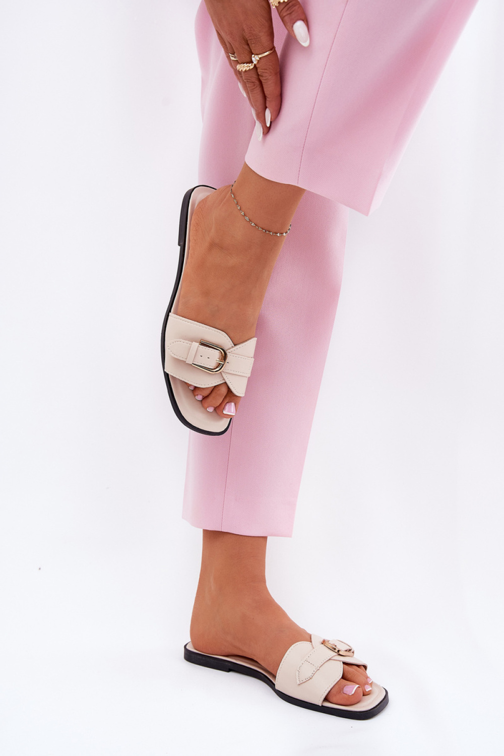 Sandał Klapki Model Esiobb N75-62 Beige - Step in style - obrazek 3