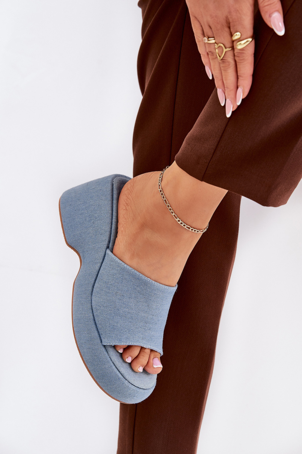 Sandał Klapki Model Afisal 1763 Jeans - Step in style - obrazek 3