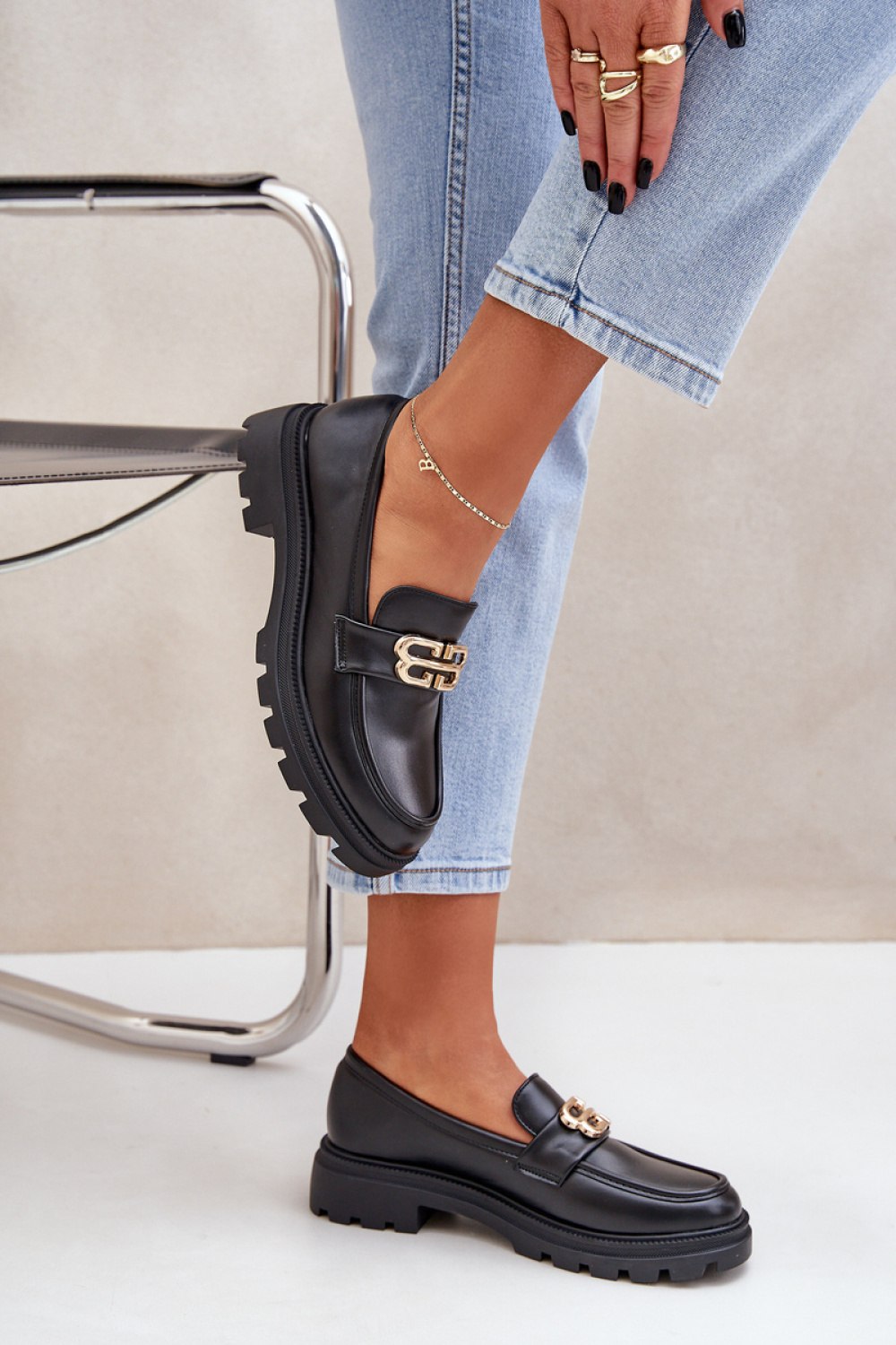 Mokasyny Model Trionna CM09P Black - Step in style - obrazek 3