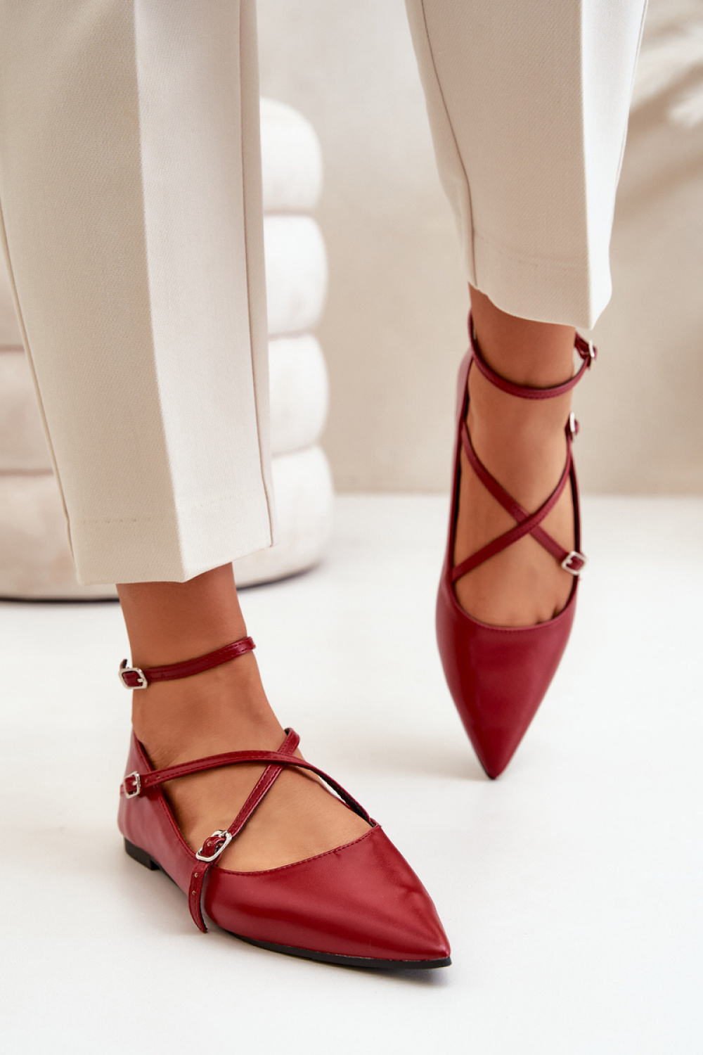 Baleriny Model Violra P-1396 Bordo - Step in style - obrazek 3