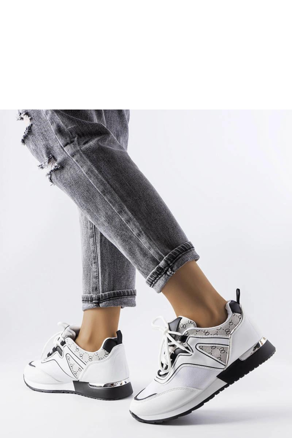 Białe sneakersy ze złotymi elementami Bedord - Solea - obrazek 3