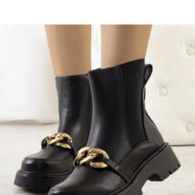 Czarne botki na wysokiej podeszwie Pesa – Solea