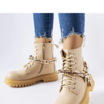 Beżowe trapery z łańcuchem Bowling – Solea