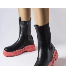 Czarne botki na kolorowej podeszwie Delebio – Solea