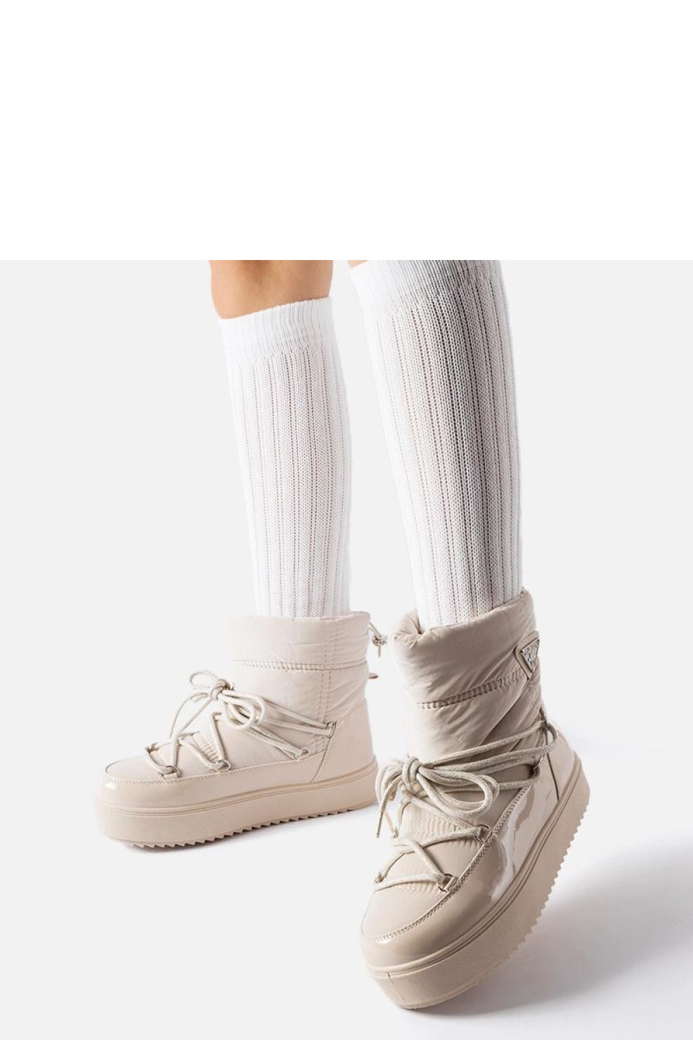 Beżowe ocieplane śniegowce z gumką Oslavia - Solea - obrazek 3