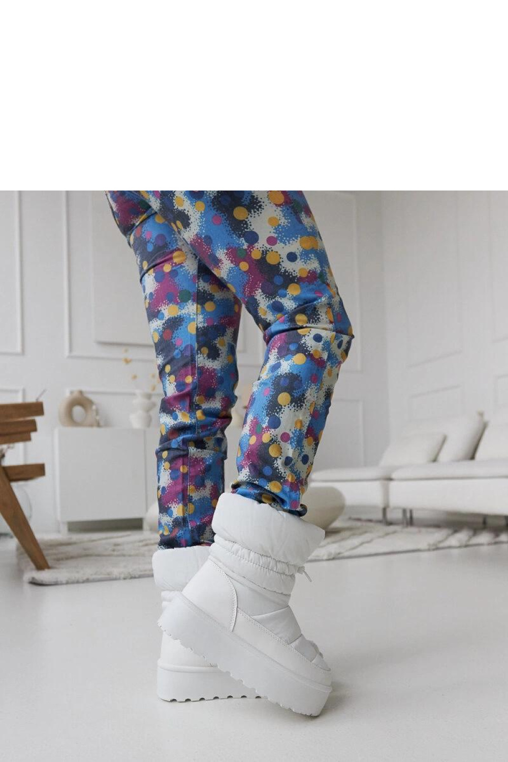 Białe ocieplane śniegowce na platformie Polk - Solea - obrazek 2