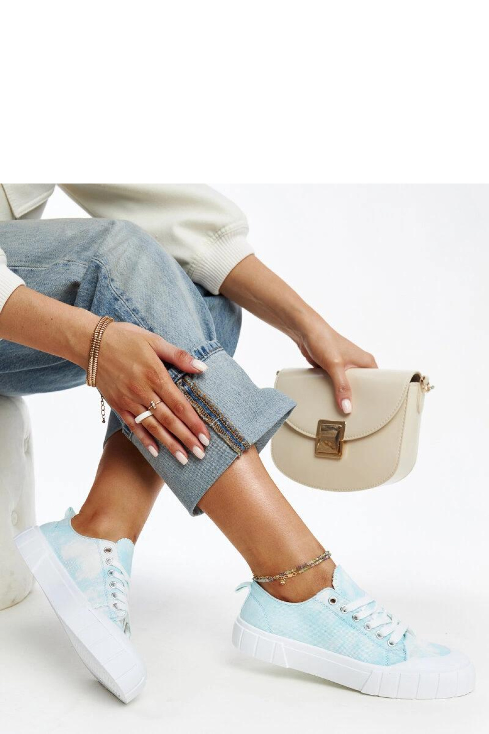 Niebieskie materiałowe trampki Jerina - Solea - obrazek 2