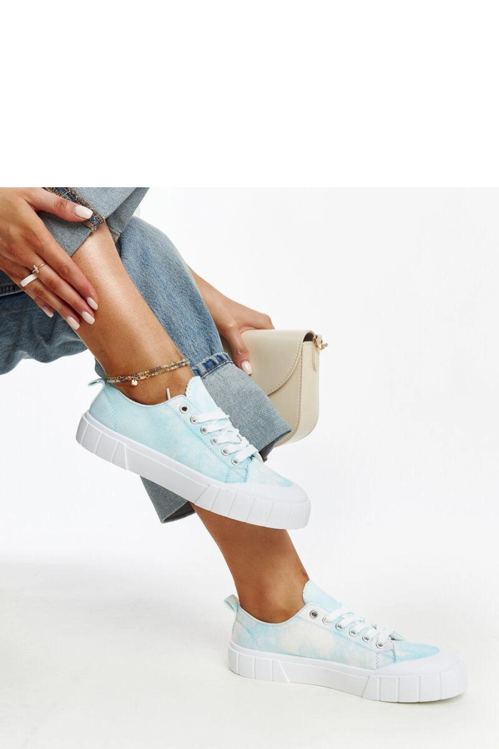 Niebieskie materiałowe trampki Jerina - Solea - obrazek 3