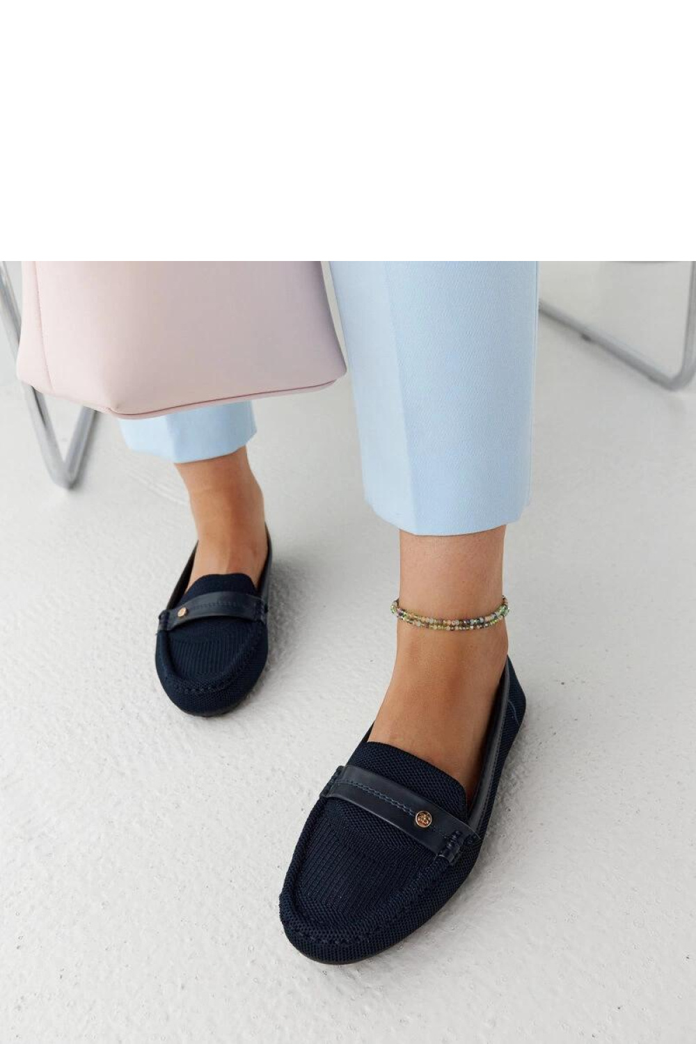 Granatowe materiałowe mokasyny Fombio - Solea - obrazek 3