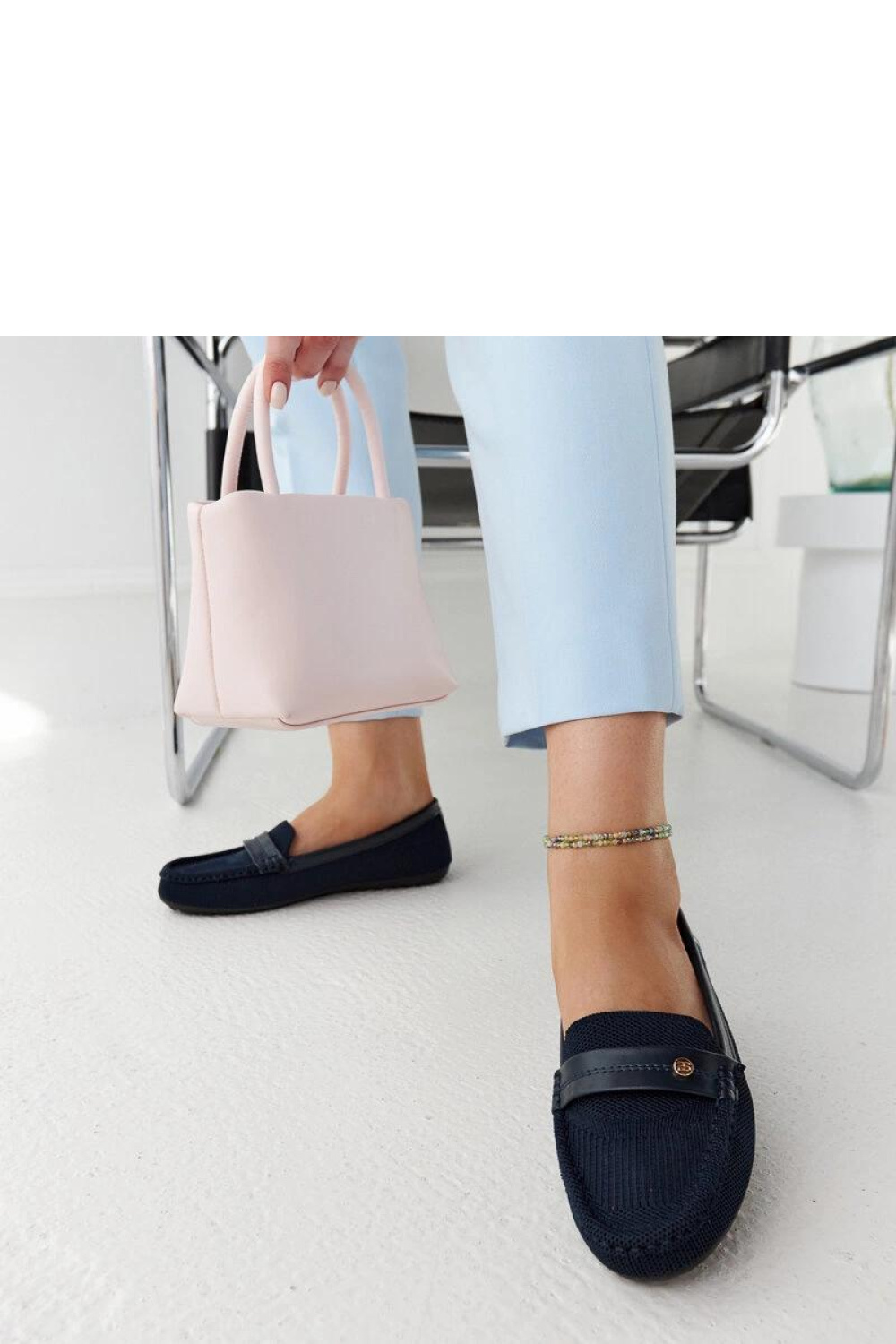 Granatowe materiałowe mokasyny Fombio - Solea - obrazek 4