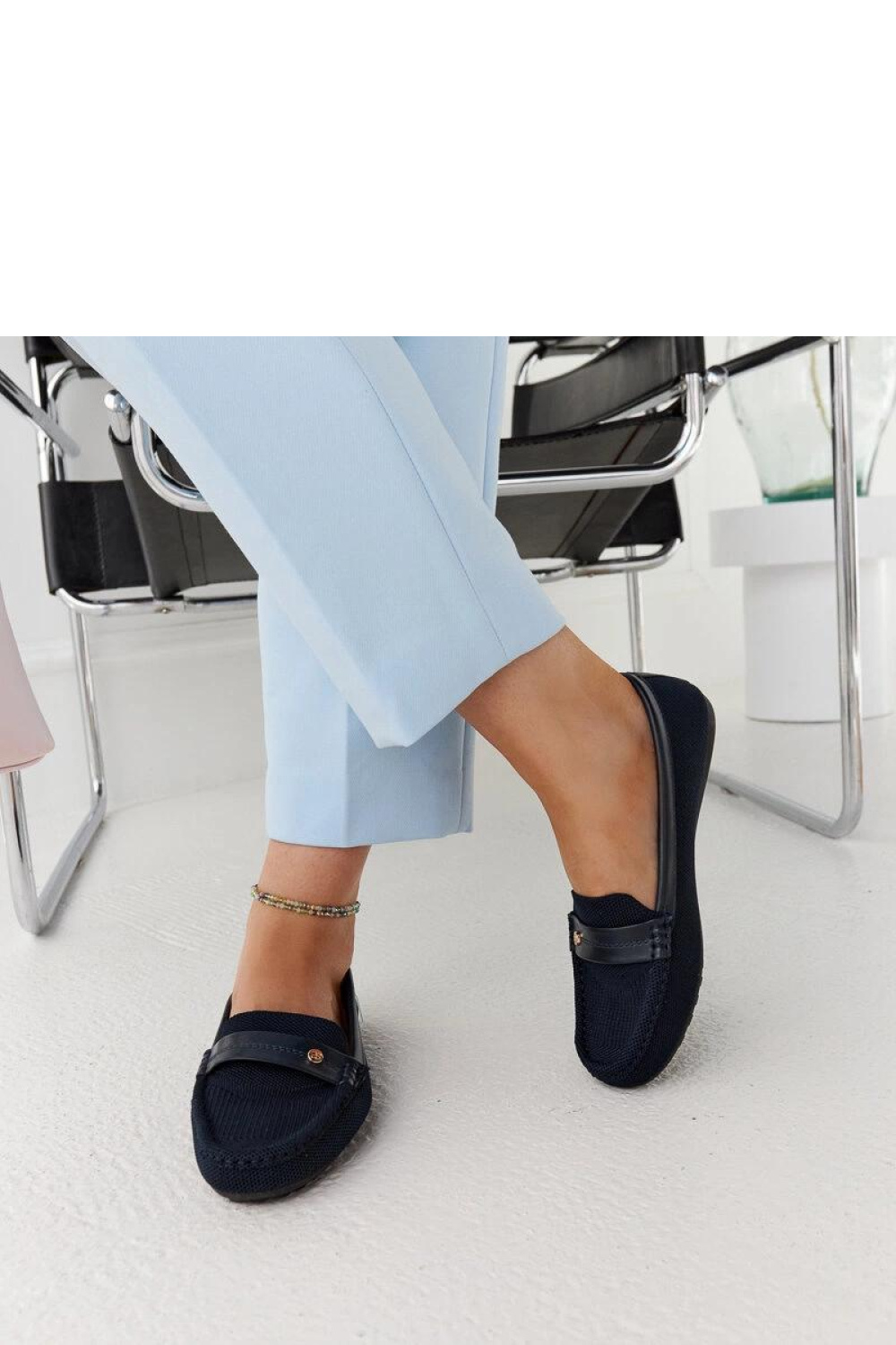 Granatowe materiałowe mokasyny Fombio - Solea - obrazek 5