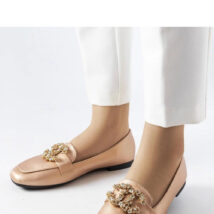 Złote mokasyny z cyrkoniami Neuer – Solea