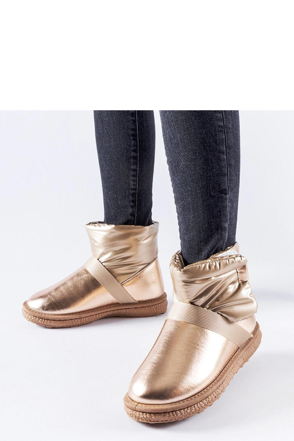 Brązowe połyskujące krótkie śniegowce Delaune - Solea - obrazek 2