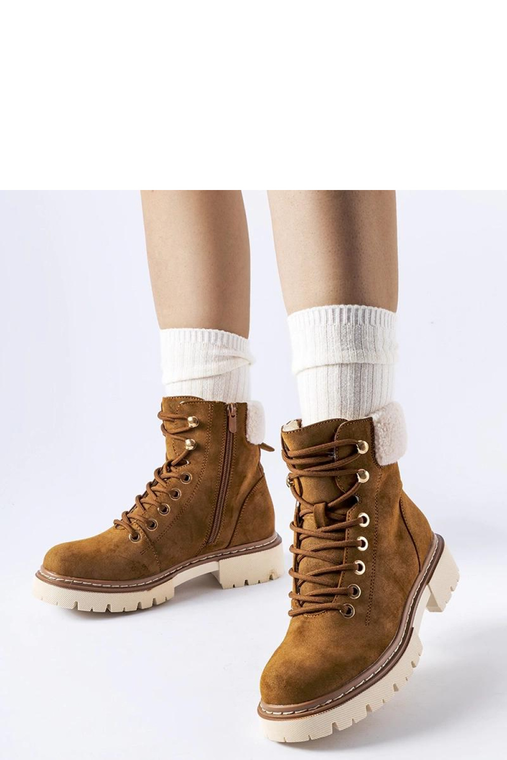 Brązowe ocieplane damskie zimowe buty Bassano - Solea - obrazek 2