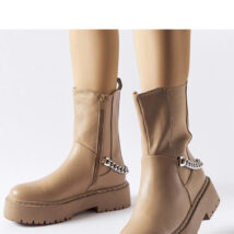 Beżowe botki zdobione łańcuchem Guglielmo – Solea