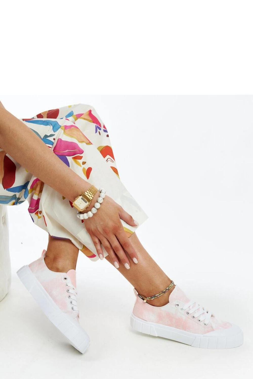 Różowe materiałowe trampki Jerina - Solea - obrazek 3