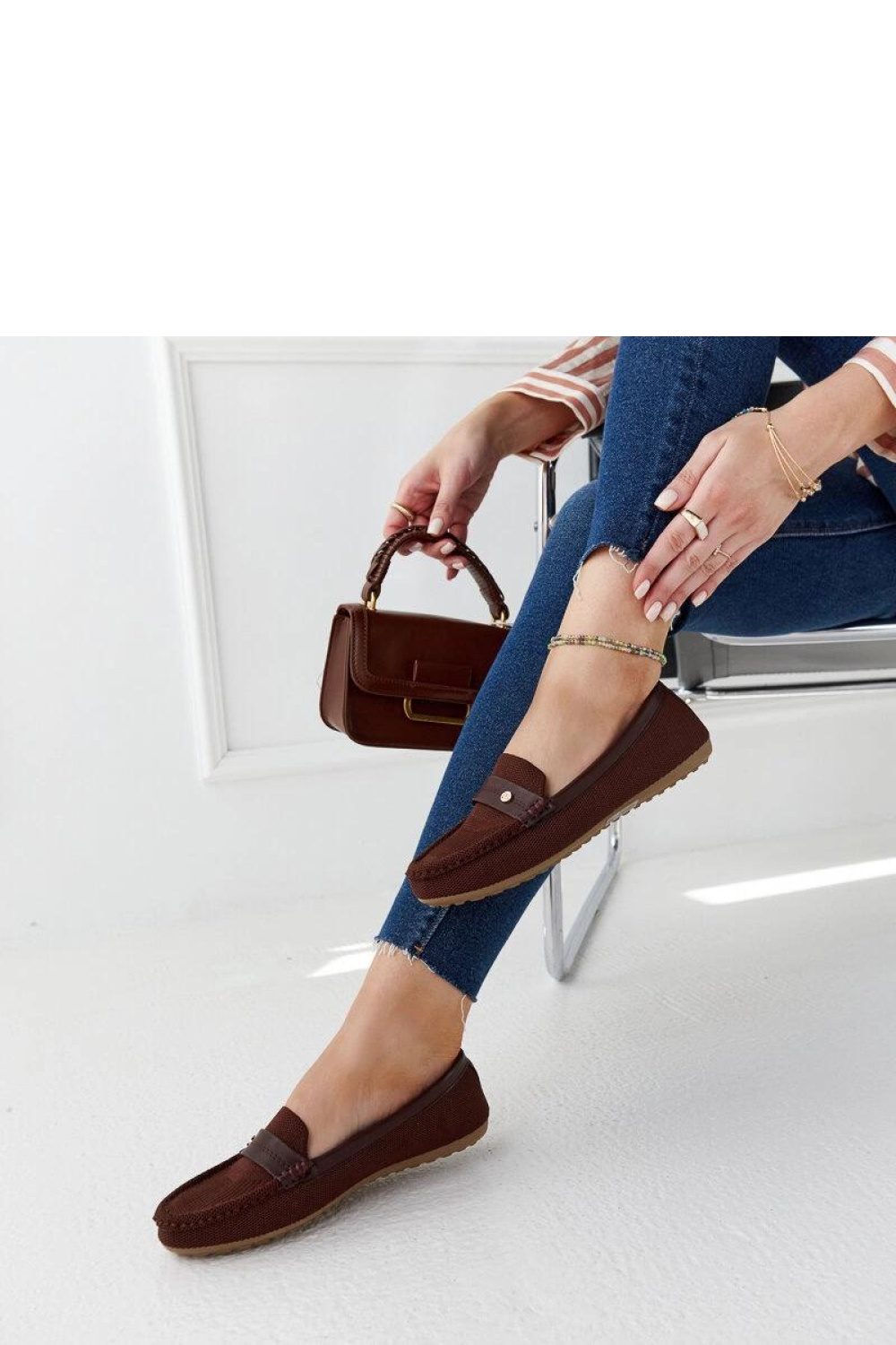 Brązowe materiałowe mokasyny Fombio - Solea - obrazek 3