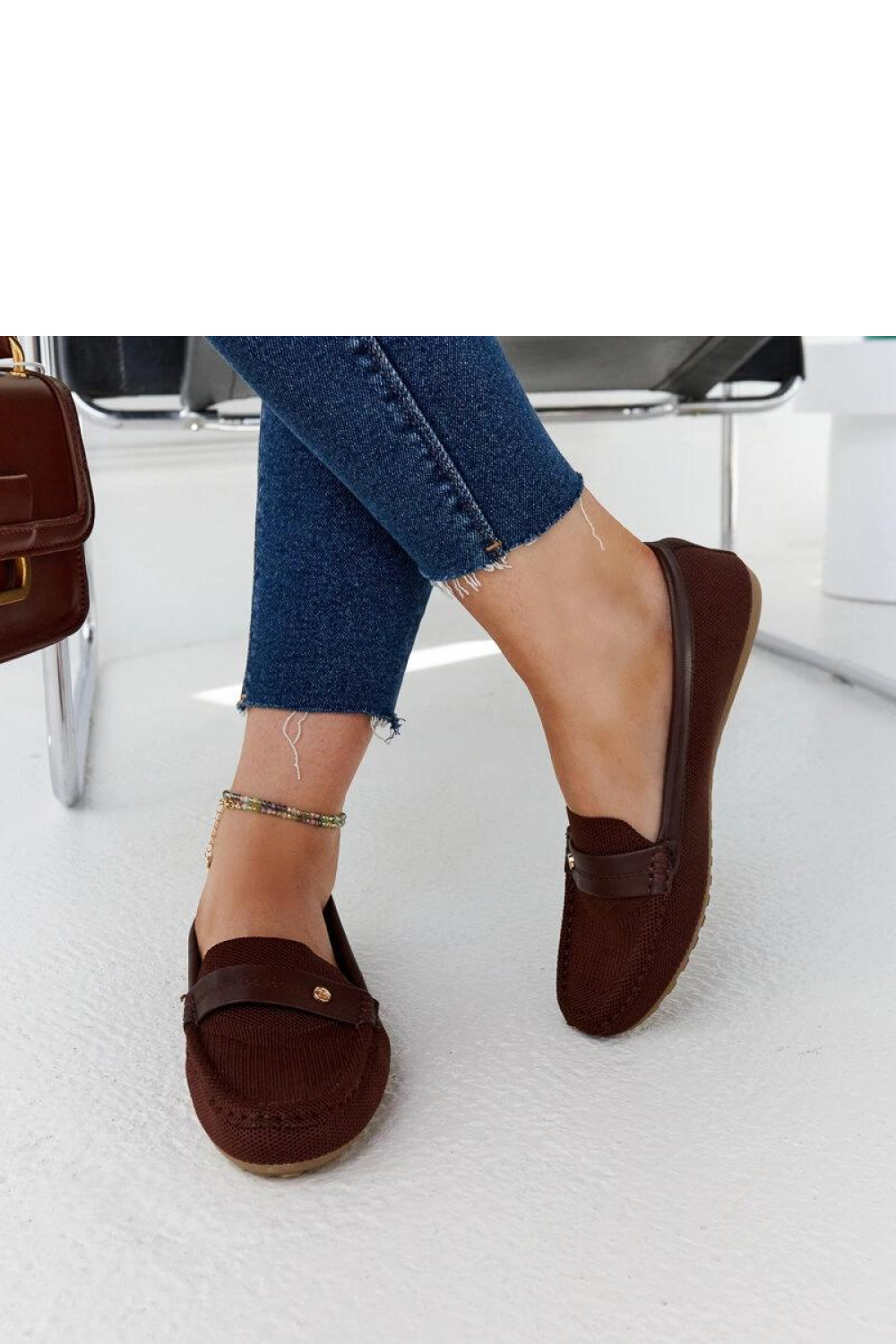 Brązowe materiałowe mokasyny Fombio - Solea - obrazek 5