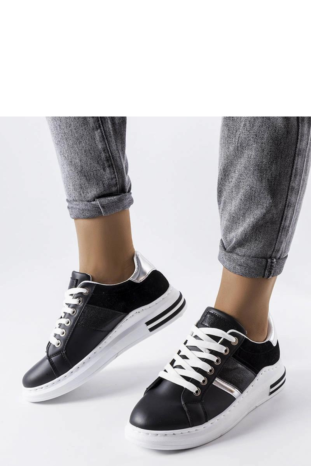 Czarne sneakersy z wstawkami Deans - Solea - obrazek 2