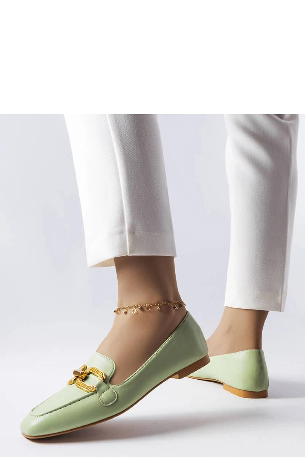 Zielone mokasyny z klamerką Rousseau - Solea - obrazek 2