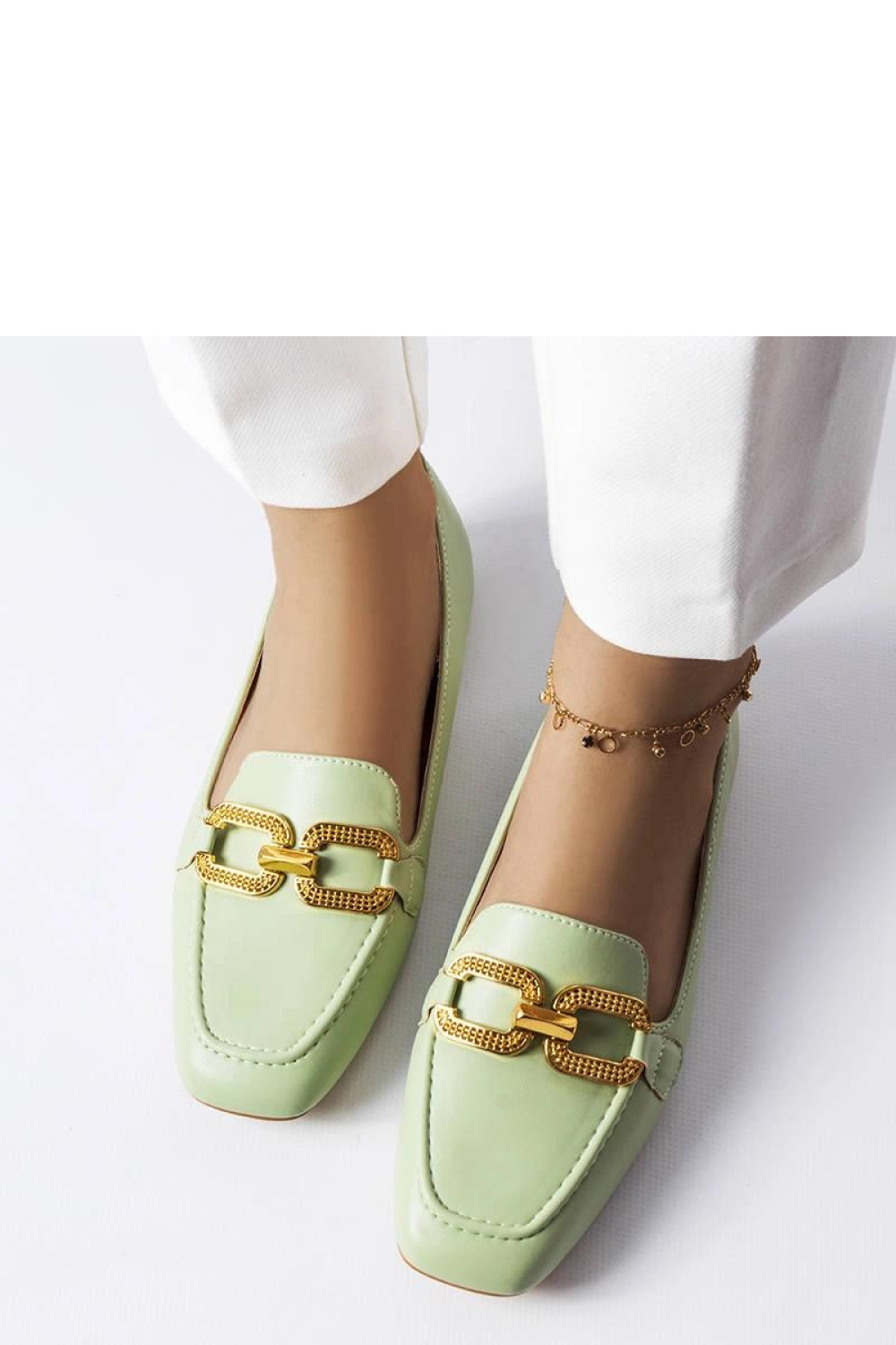 Zielone mokasyny z klamerką Rousseau - Solea - obrazek 3