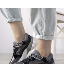 Czarne sneakersy na wysokiej podeszwie Rude – Solea