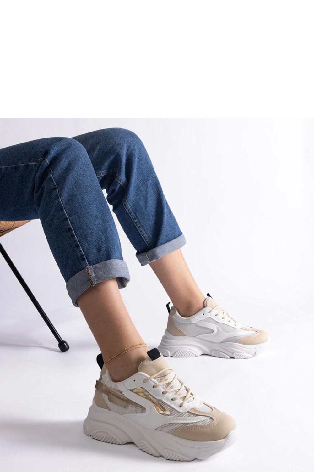 Beżowo-złote damskie sneakersy Milenka - Solea - obrazek 3