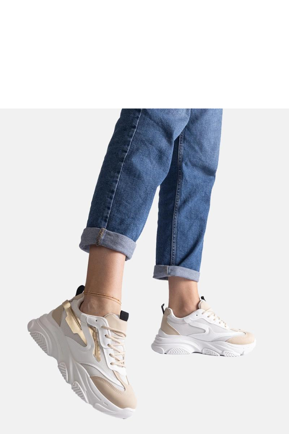 Beżowo-złote damskie sneakersy Milenka - Solea - obrazek 5