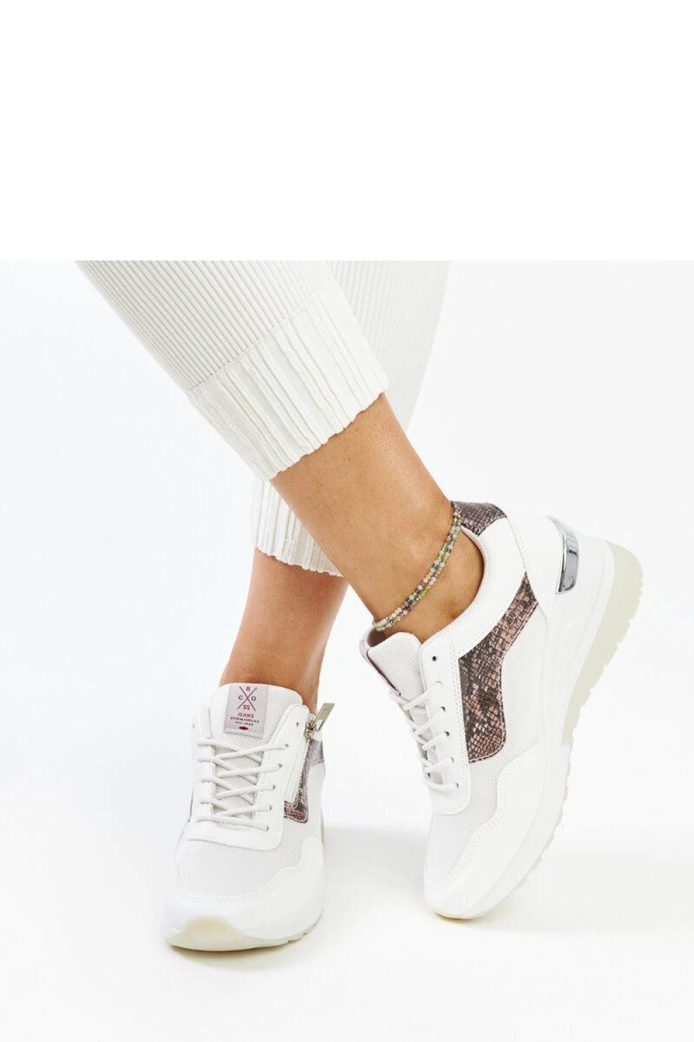 Białe sneakersy damskie na koturnie CROSS JEANS - Solea - obrazek 3